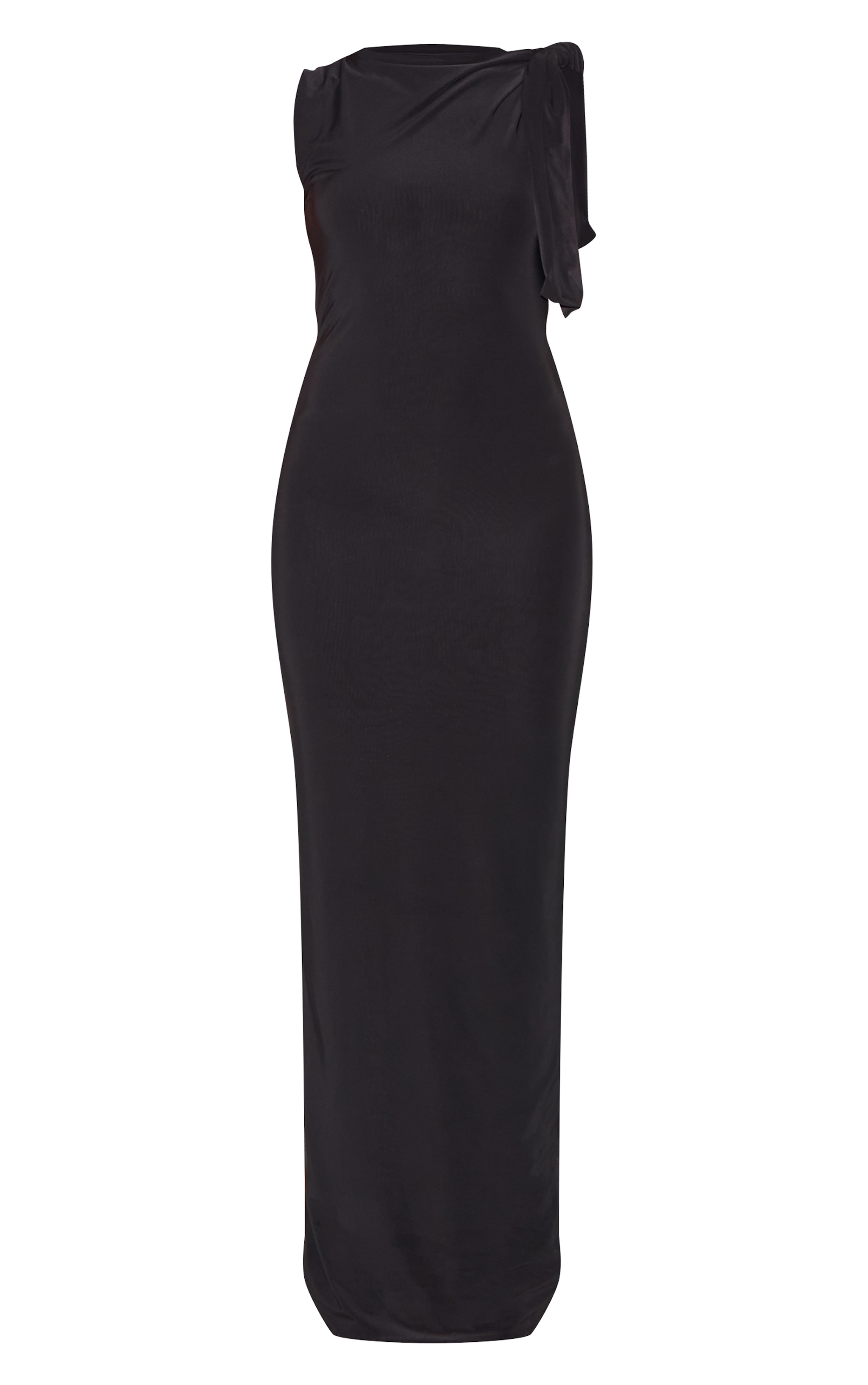 Black Slinky Knot Drape Midaxi Dress image 5