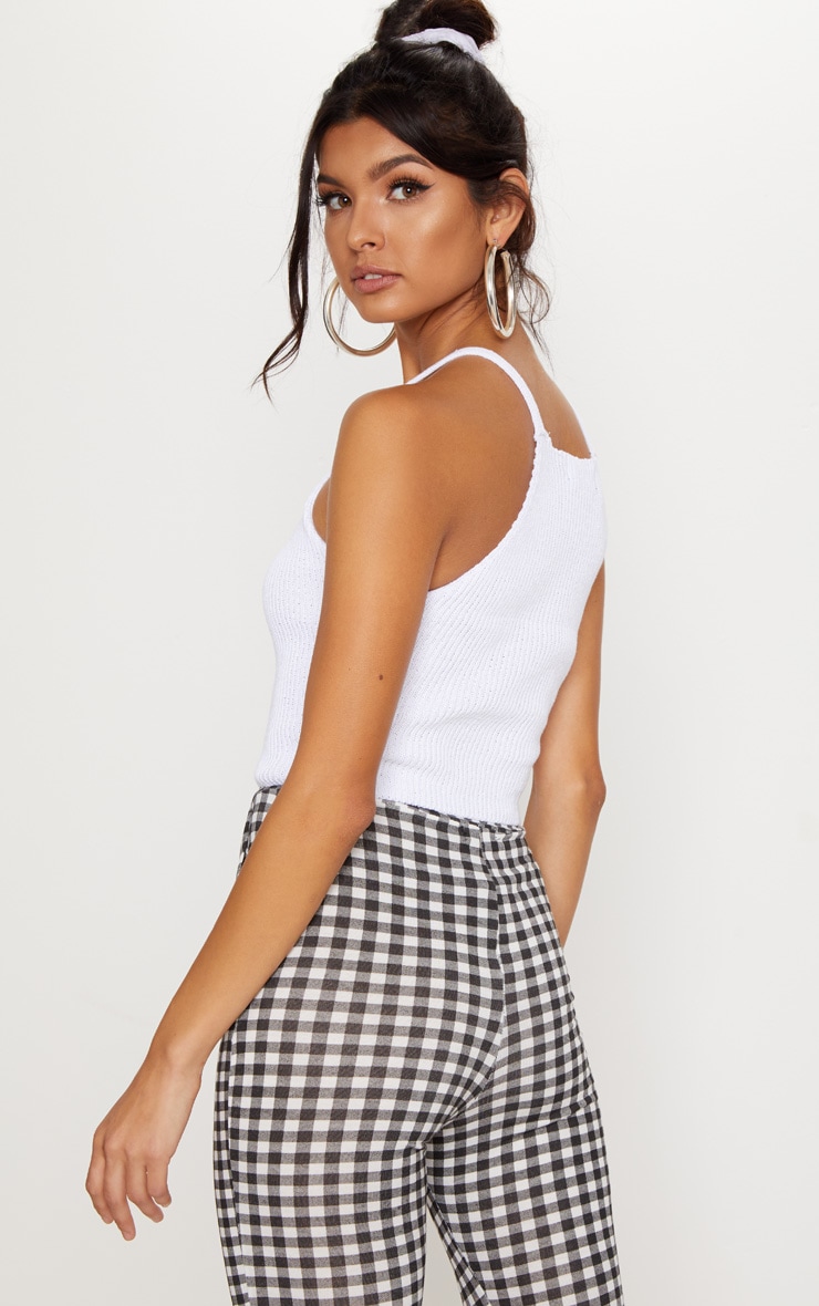 White Racer Neck Knitted Vest Top Knitwear PrettyLittleThing