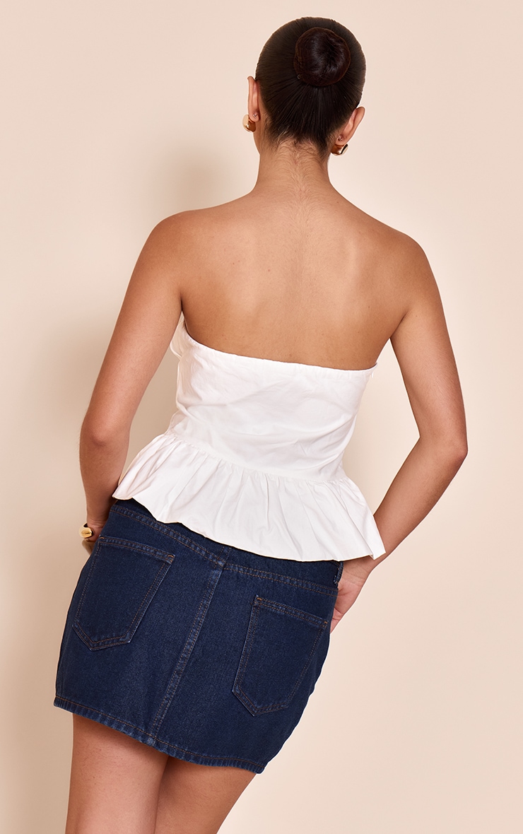 Ecru Cotton Bandeau Peplum Frill Top image 2