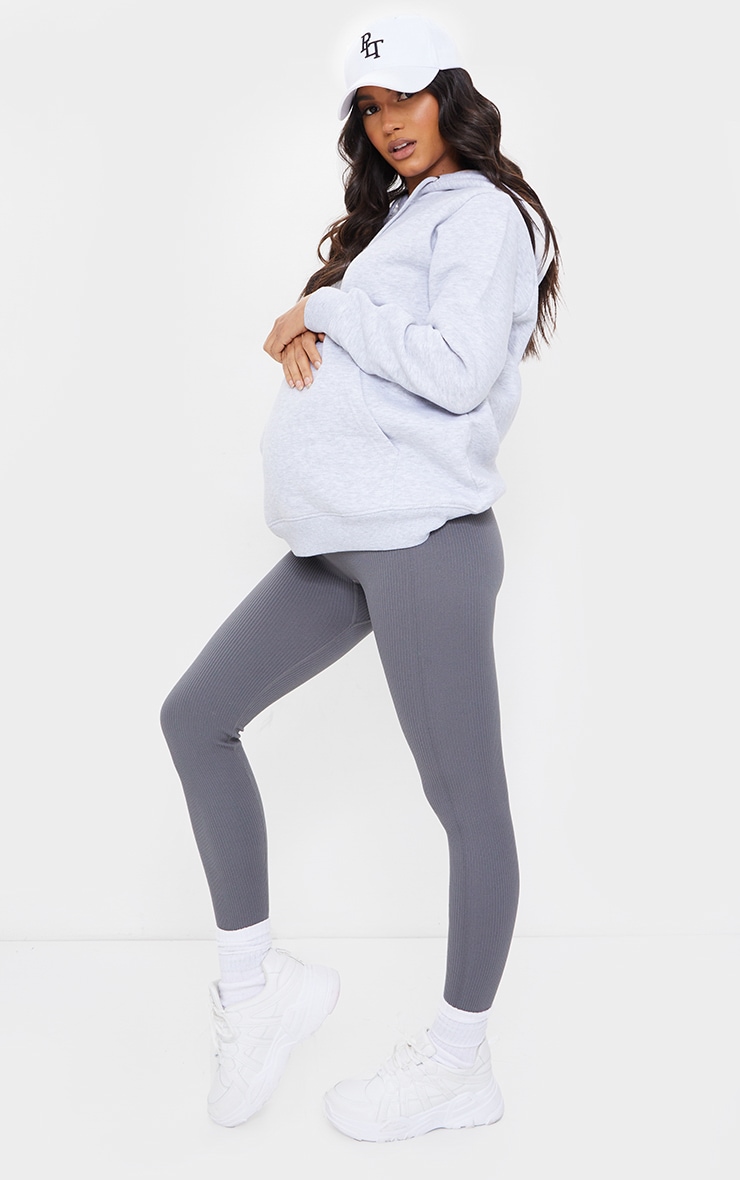 Maternity Slate Contour Ribbed Leggings image 2