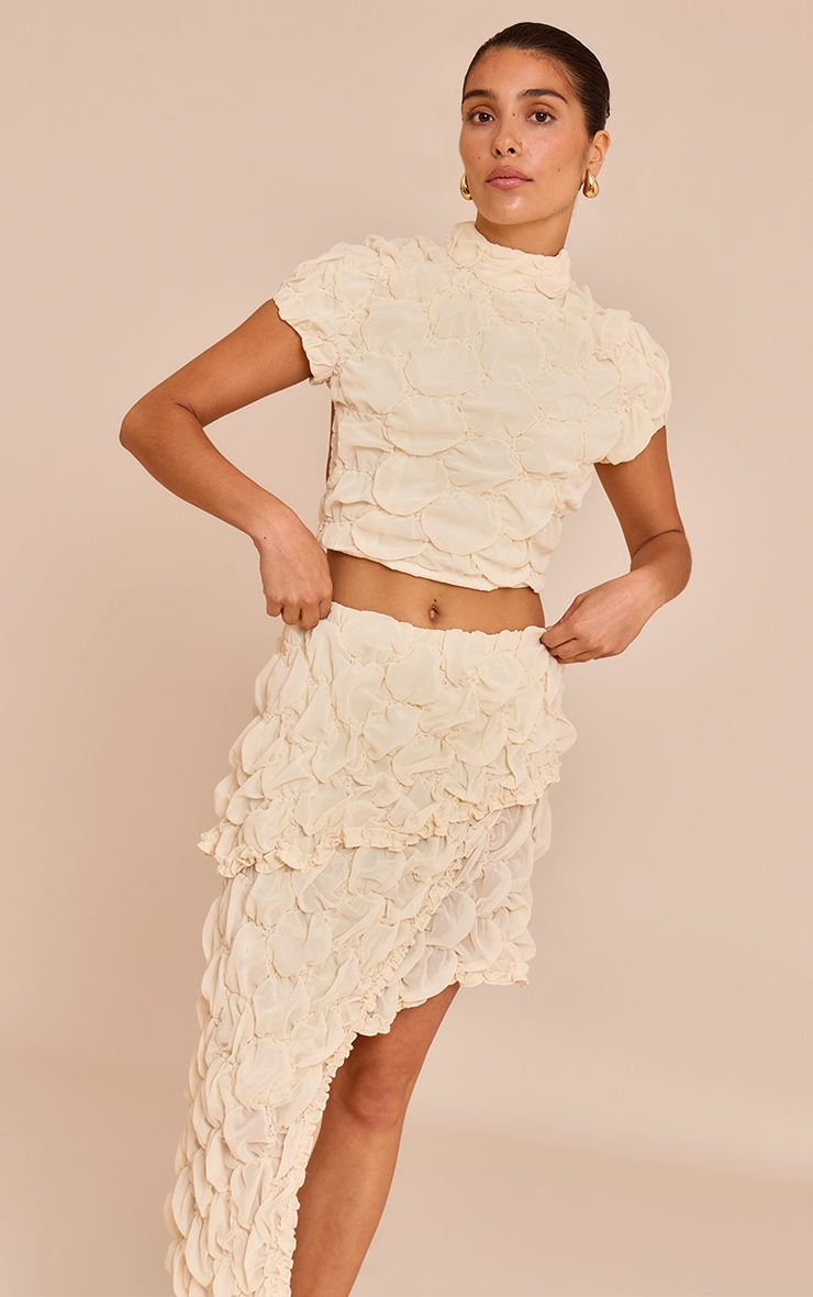 Petite Almond Textured Open Back Top image 1