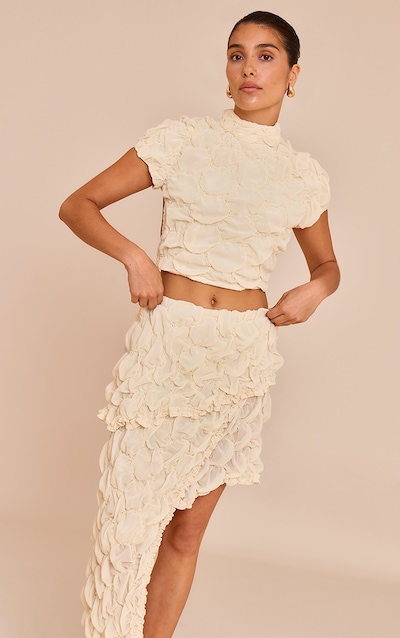 Petite Almond Textured Open Back Top