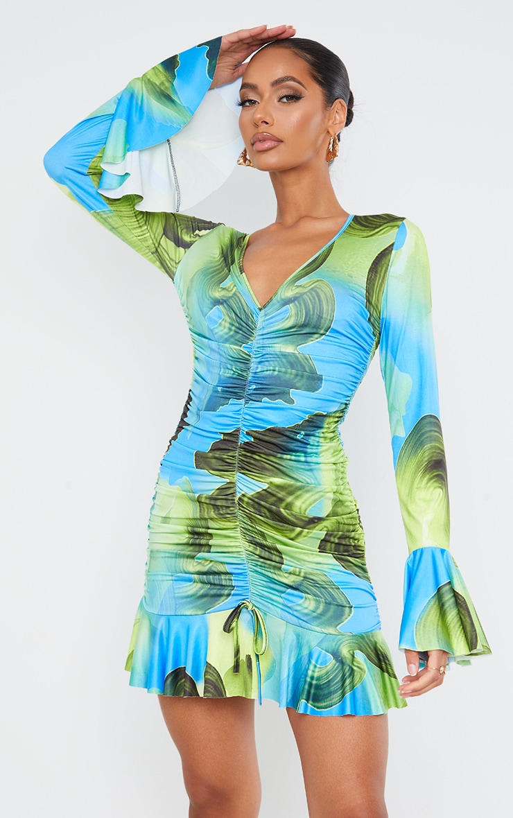 Green abstract dress Clearance
