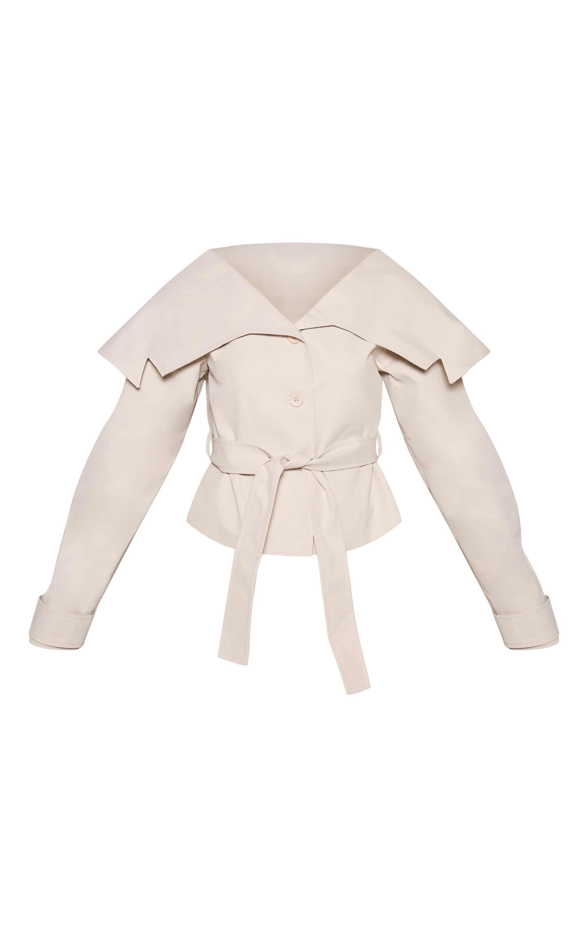 Petite Stone Tie Waist Off Shoulder Trench Coat  image 5