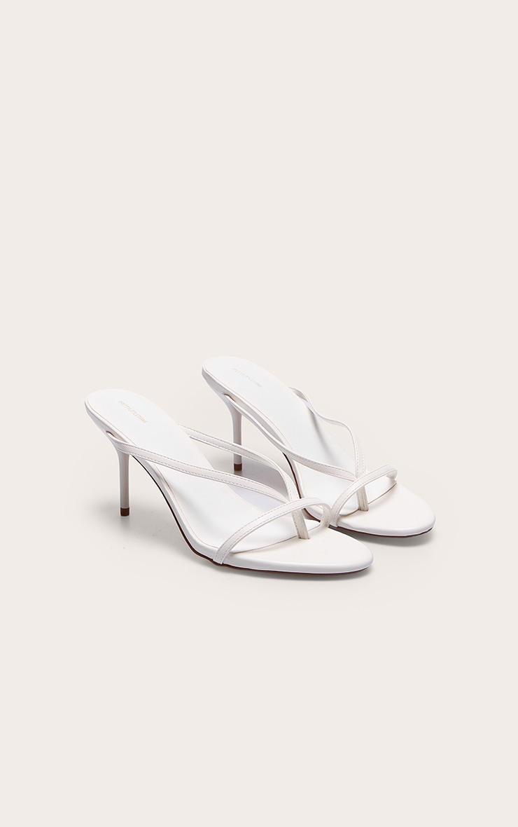 Mules style tongs rondes en PU blanc à talon aiguille haut image 2