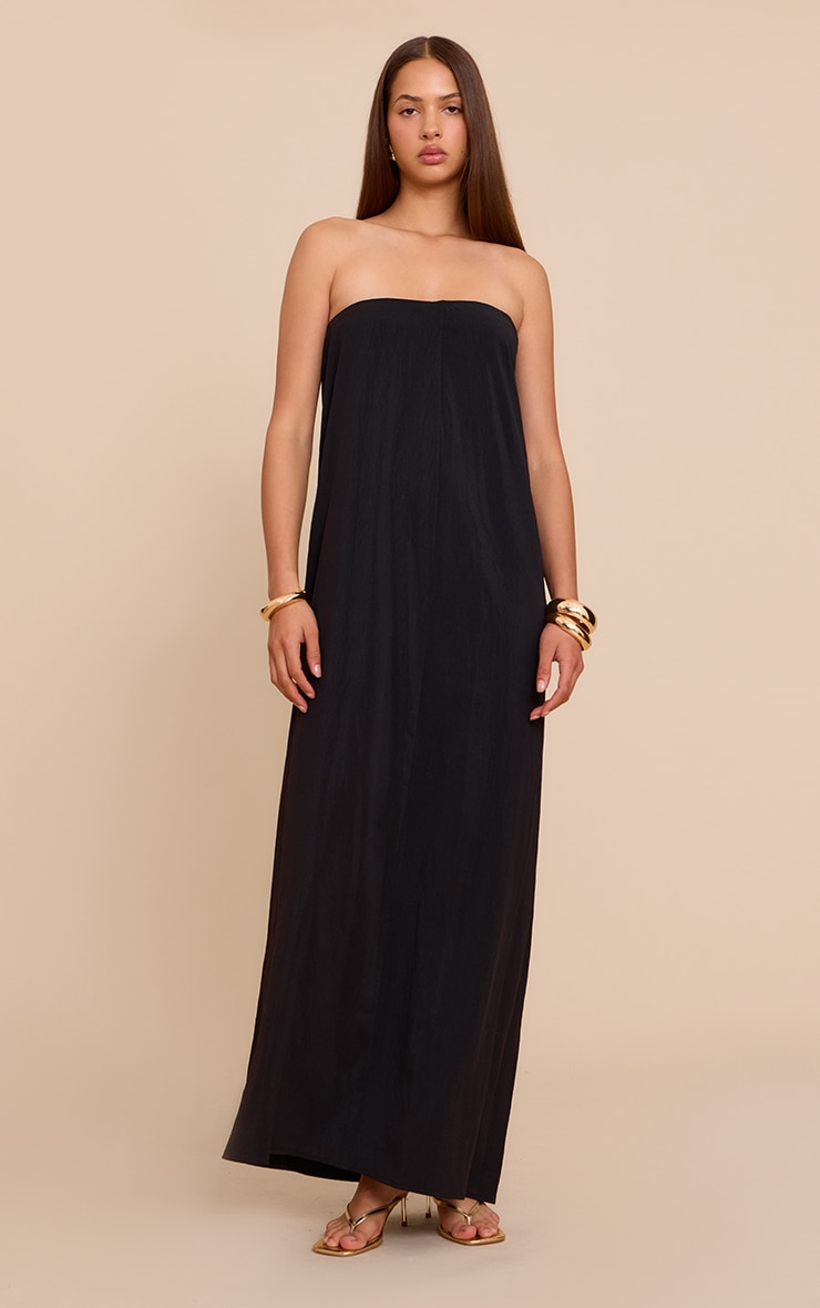 Robe bustier longue fluide tissée noire image 1