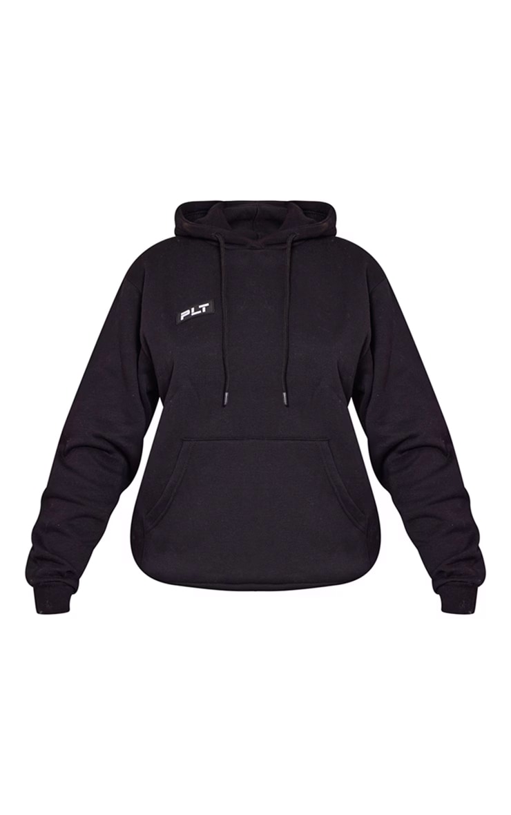 PRETTYLITTLETHING Hoodie oversize noir à badge logo image 5