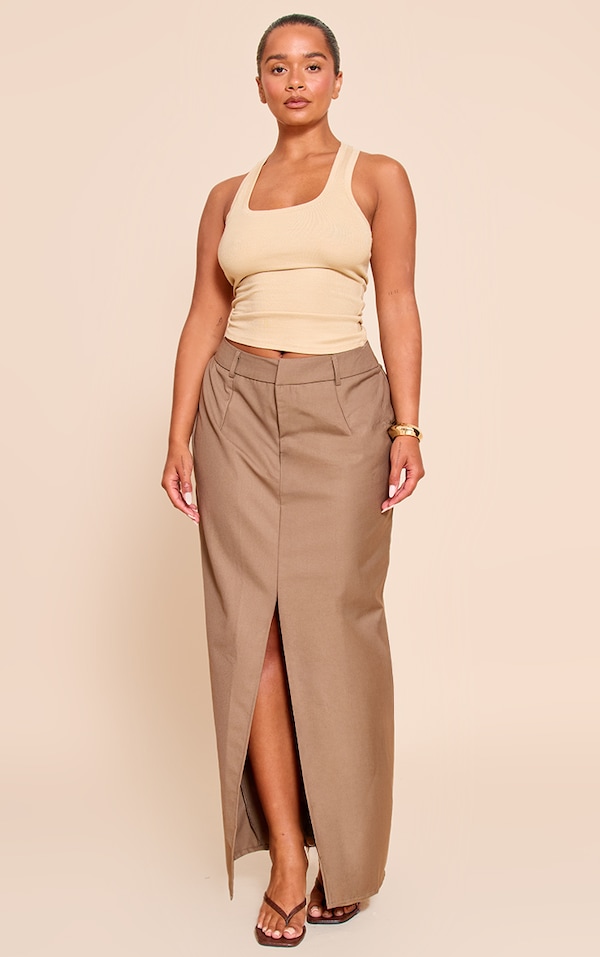 Shape Mocha Tailored Split Front Maxi Skirt