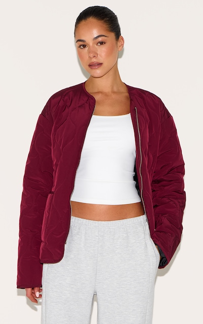 Plum Zip Up Quilted Jacket