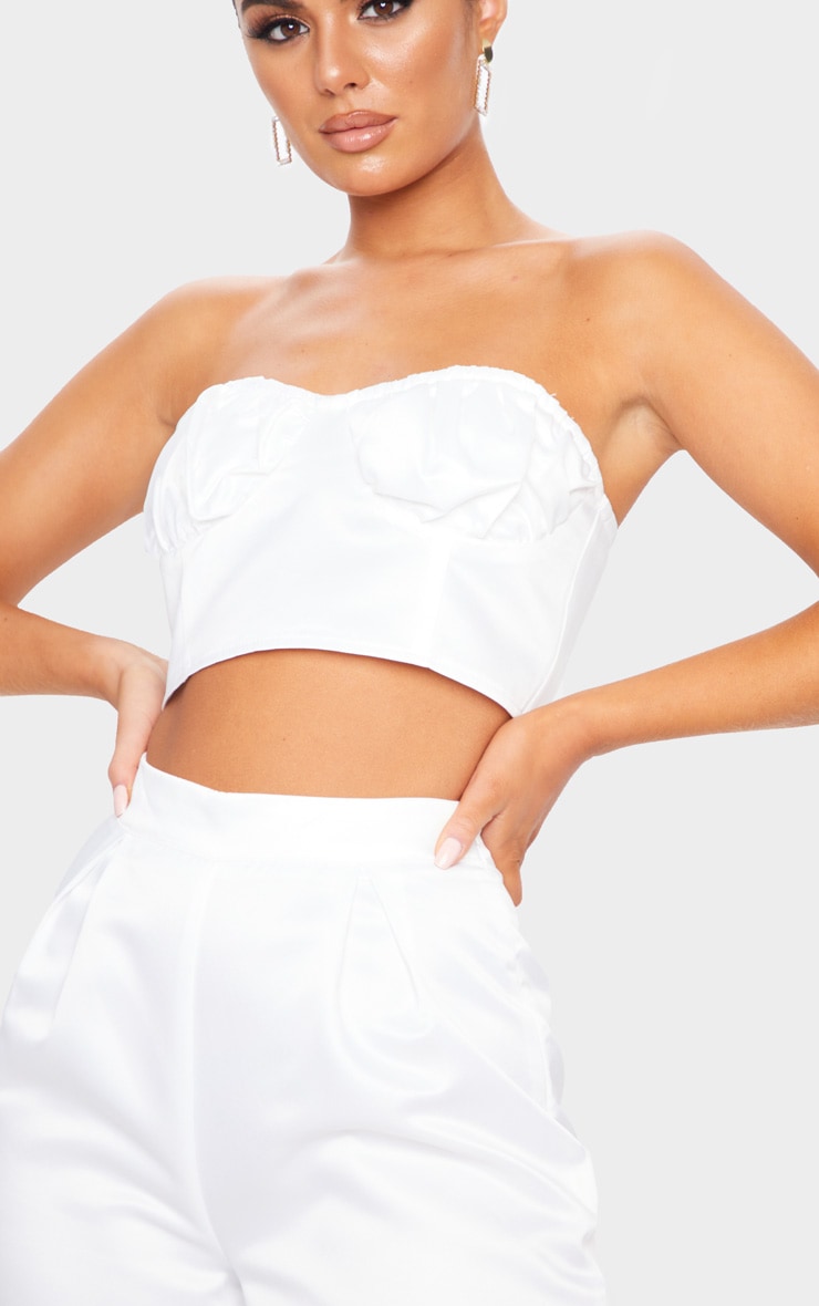 white satin bandeau top