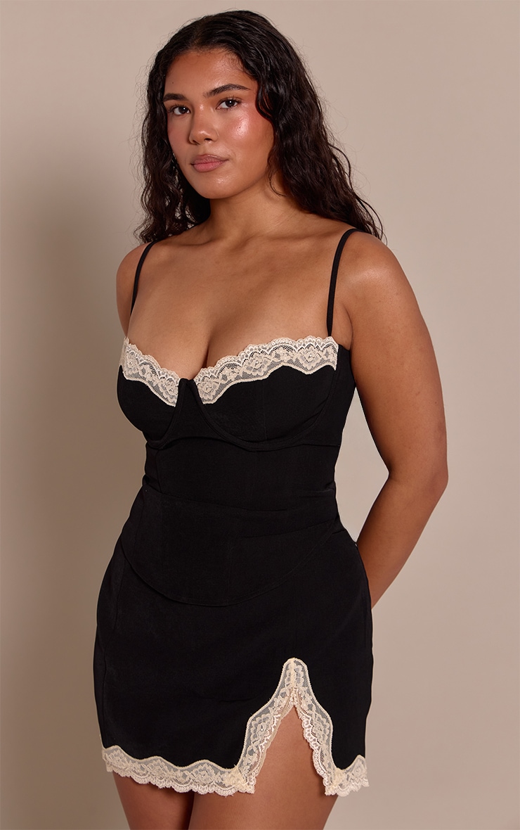 Shape Black Lace Trim Mini Skirt image 1