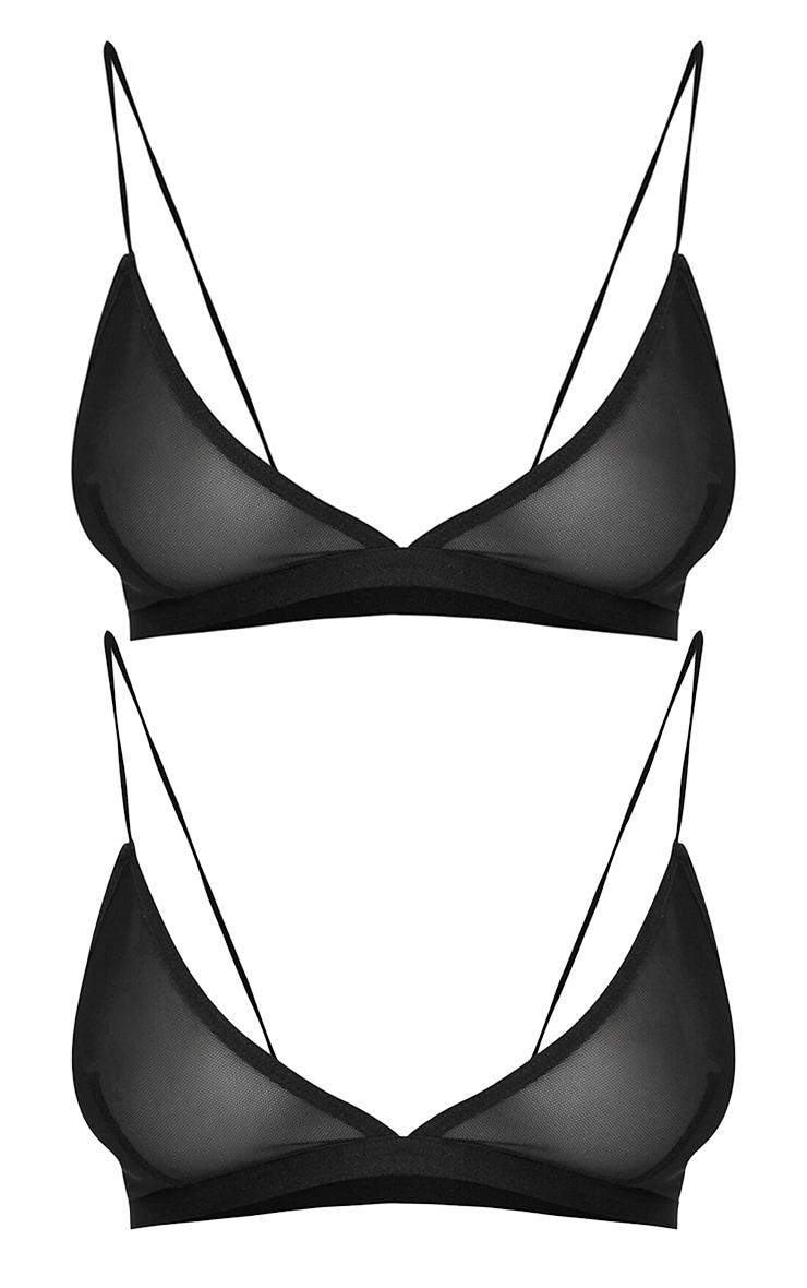 Black Mesh Pack of 2 Basic Triangle Bra image 5