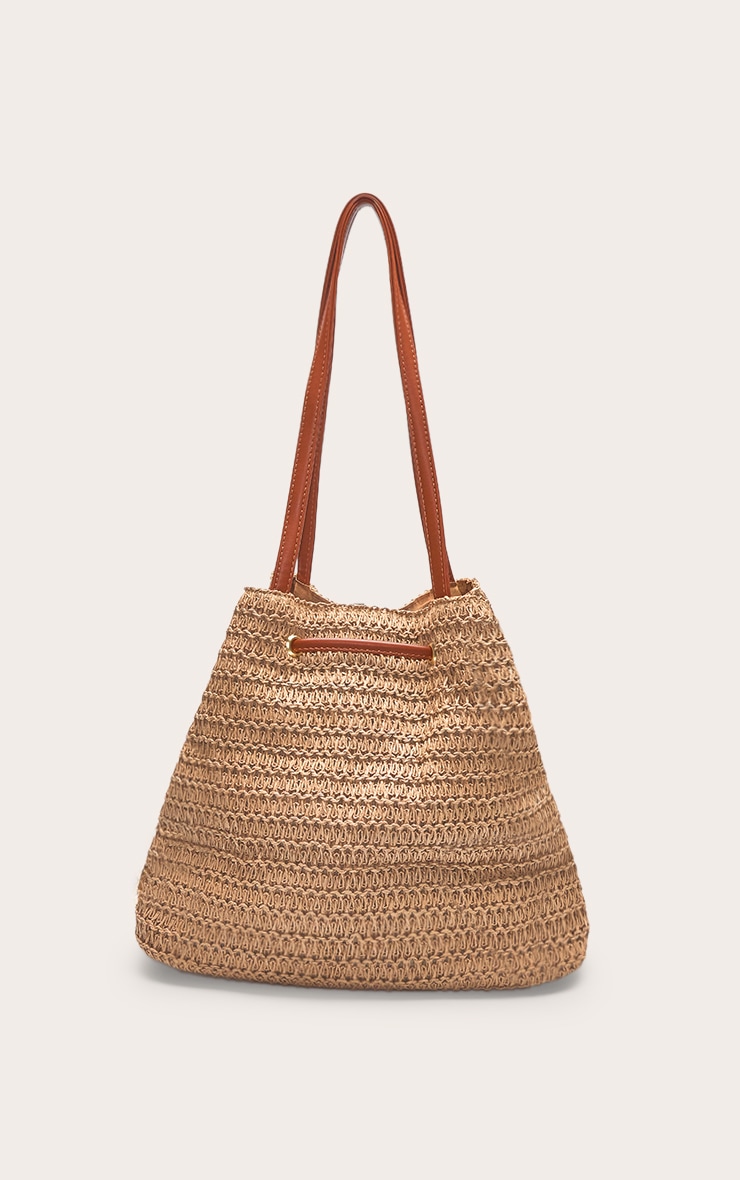 Natural Raffia Drawstring Beach Bag image 4