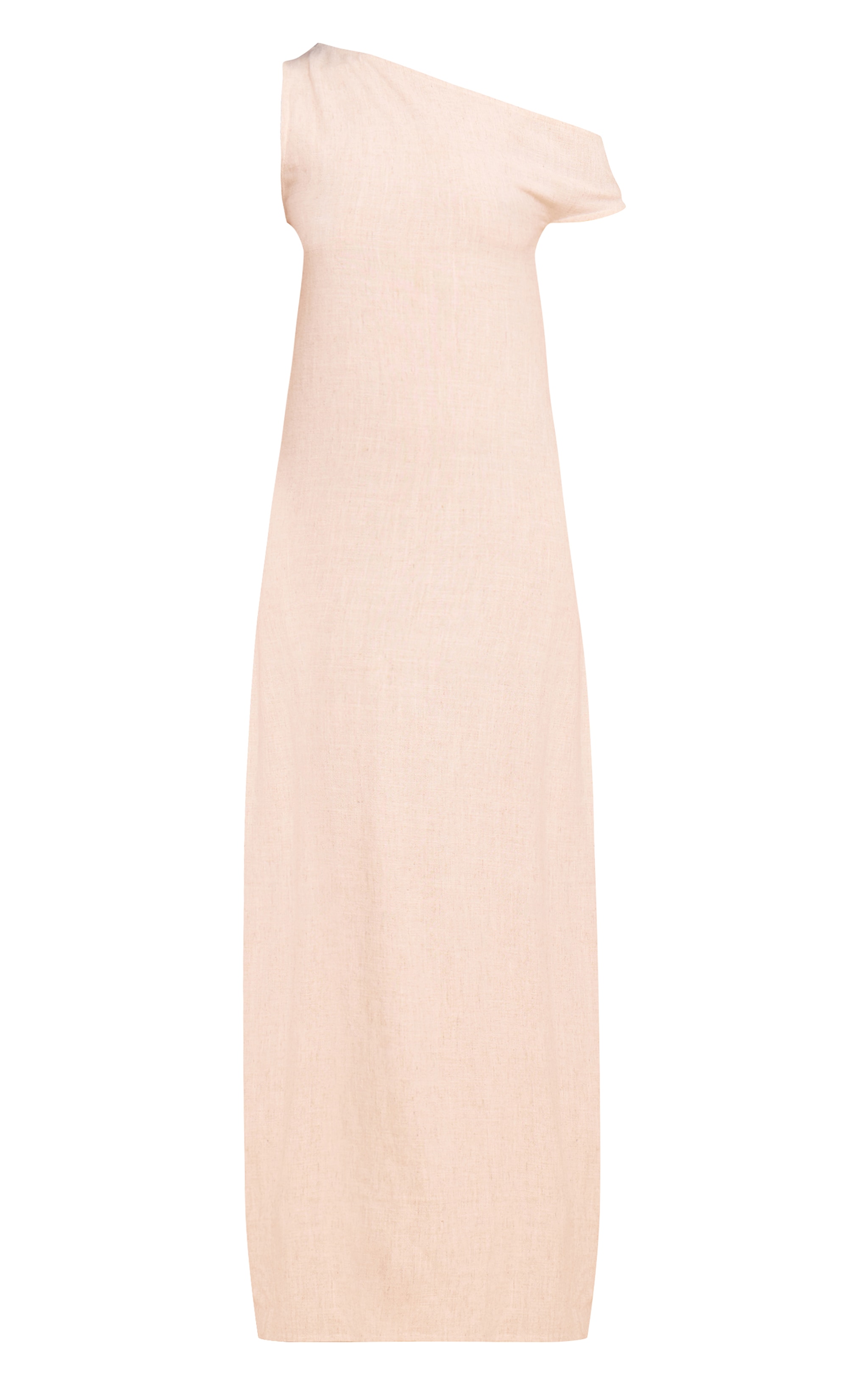 Natural Textured Woven Asymmetric One Shoulder Maxi Dress image 5