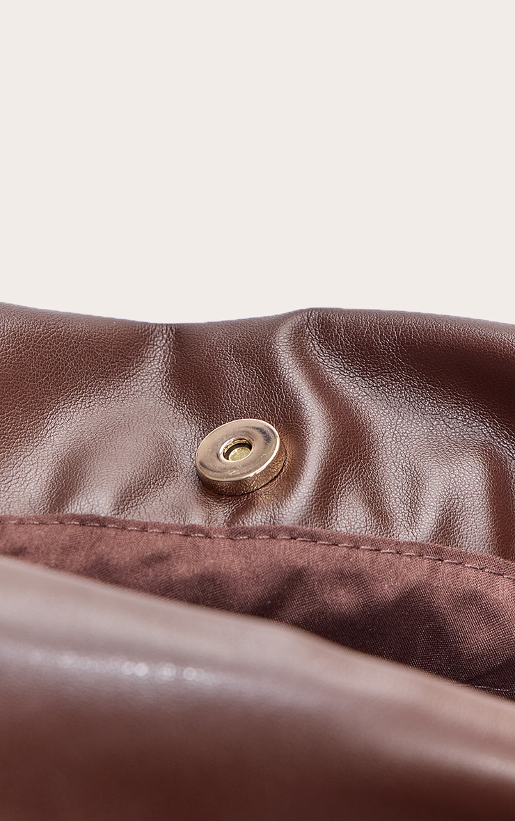 Premium Chocolate Mousse Faux Suede Oversize Drawstring Clutch Bag image 5