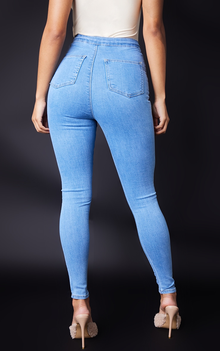 PRETTYLITTLETHING Jean skinny disco délavé bleu clair image 3