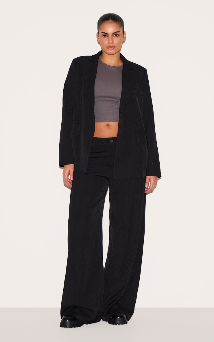 Plus Charcoal Grey Basic Rib Short Sleeve Crop Tops image 3