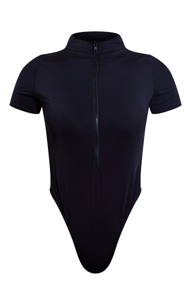 Petite Black Matte Sculpt Short Sleeve Bodysuit PrettyLittleThing USA