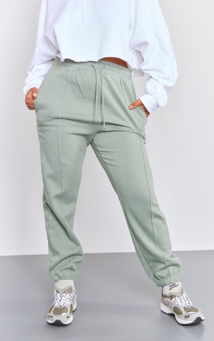 Sea Green Pintuck Drawstring Cuff Leg Joggers PrettyLittleThing
