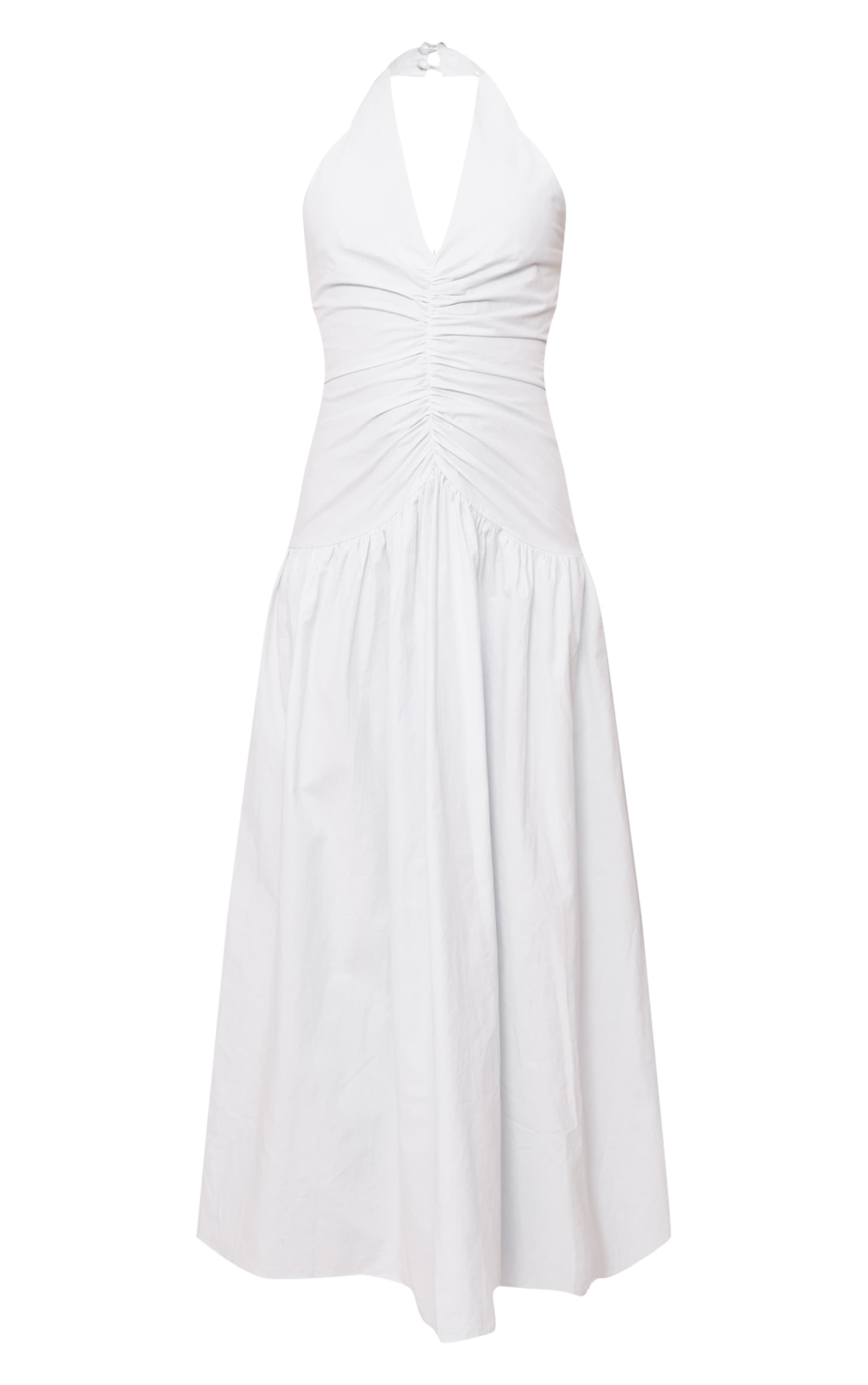 Blue Woven Ruched Detail Maxi Dress image 5