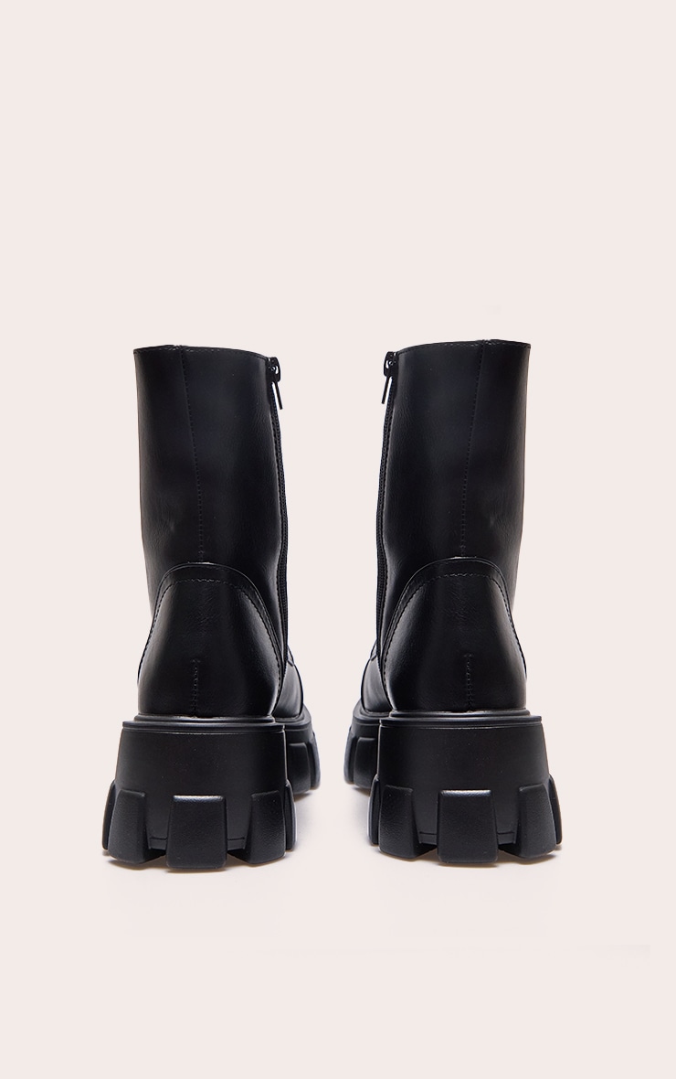 Black Wide Fit Lace Up Extreme Chunky Hiker Boots image 4