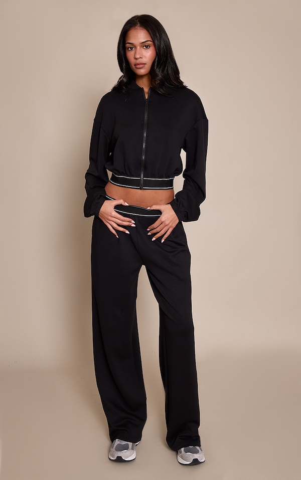 Tall PLT Jogging large doux noir à taille élastique