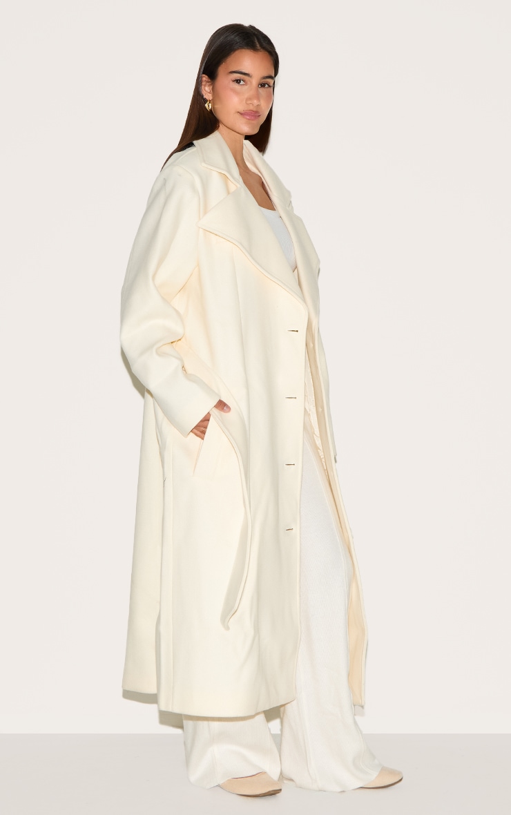 Manteau trench ample en effet laine écrue image 3