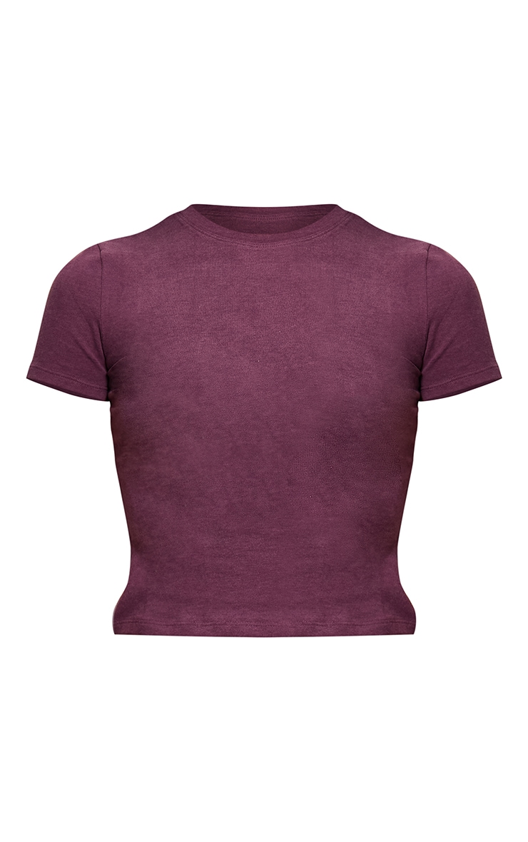 Deep Plum Melange Soft Cotton Short Sleeve Top image 5