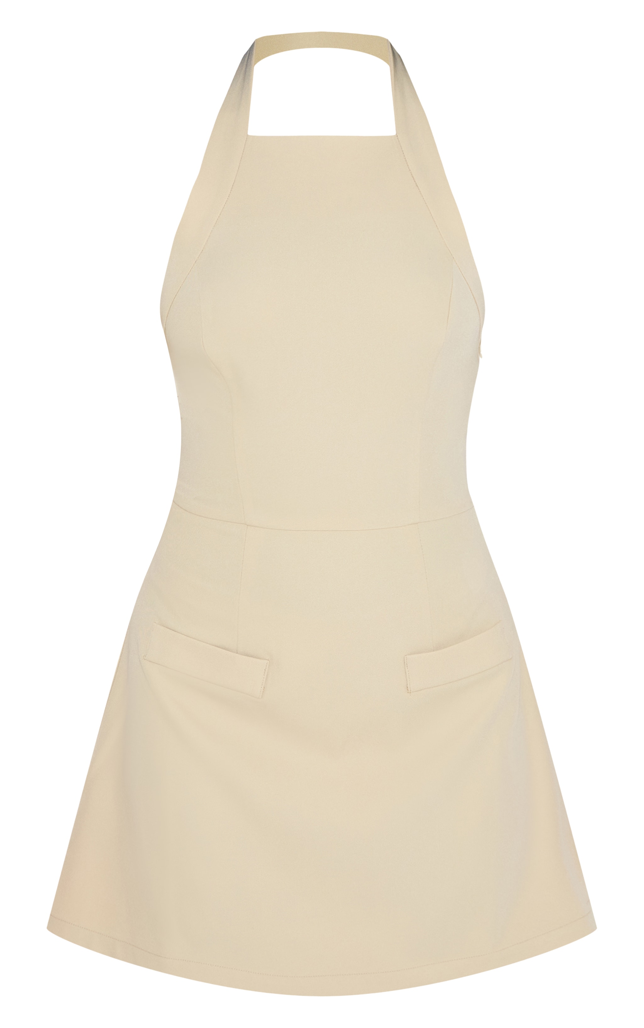 Butter Cream Tailored Woven Halterneck A Line Dress image 5