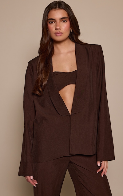 Dark Brown Tailored Longline Blazer