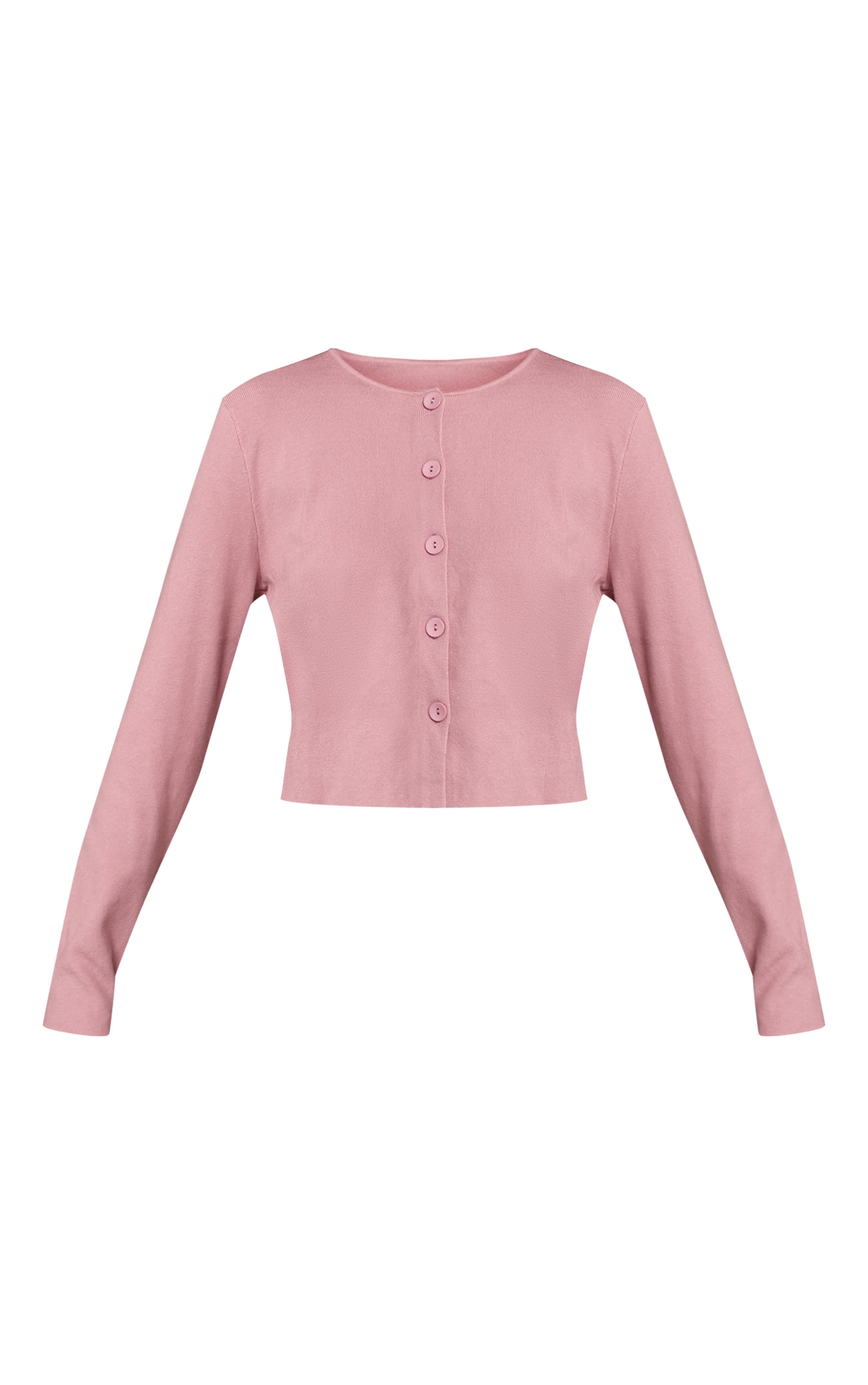 Pink Compact Knit Collarless Cardigan image 5