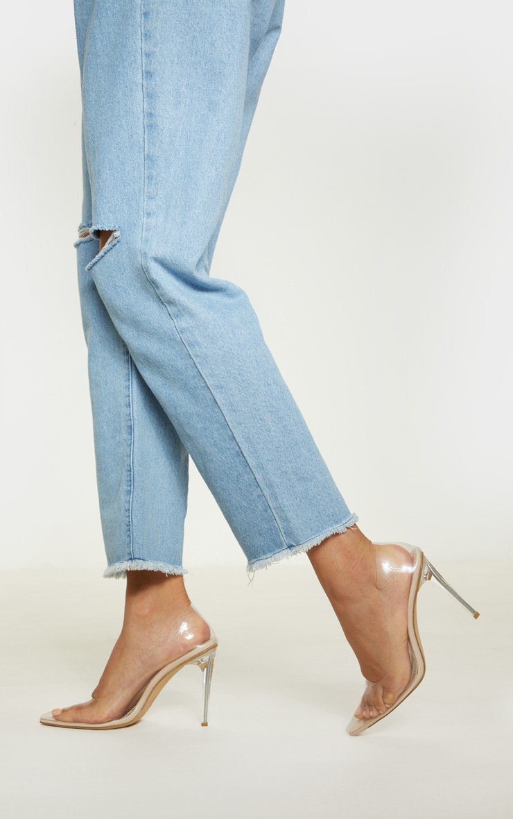 Clear Heeled Court Shoes