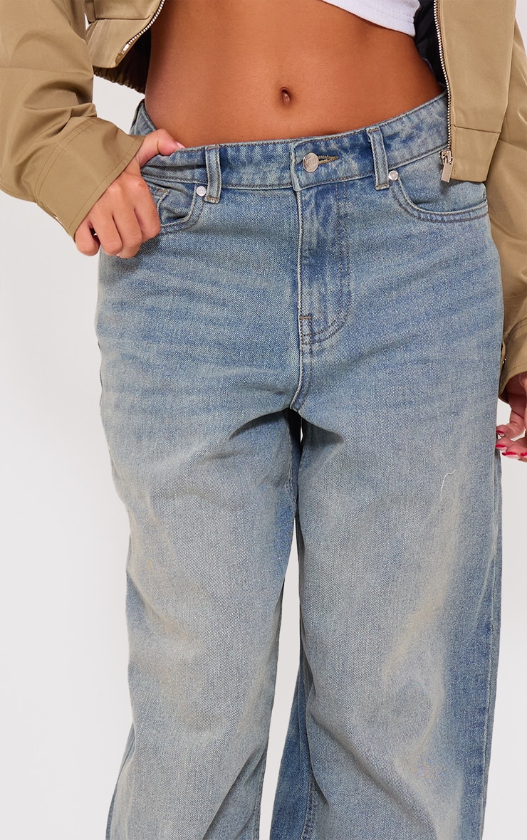 Mid Blue Wash Turn Up Denim Jeans image 4