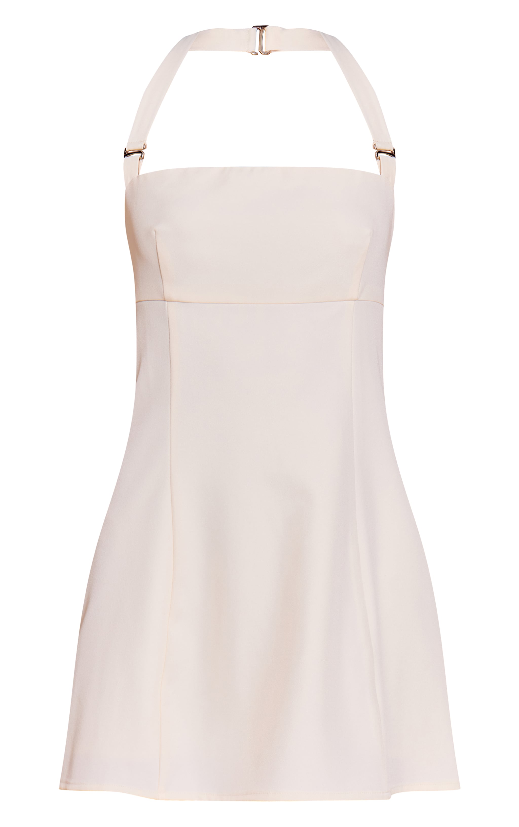White Buckle Detail Halterneck Shift Dress image 5