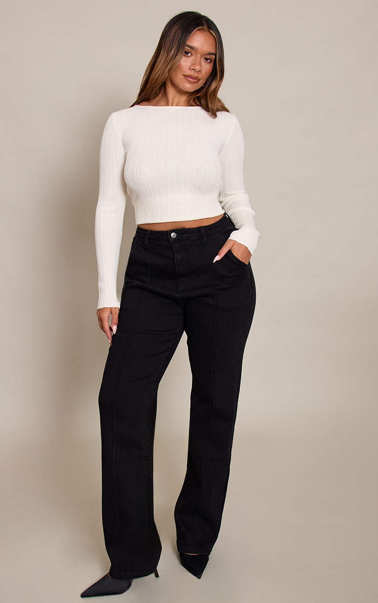 Shape black Stretch Denim High waisted Pintuck Adjustable Back Detail Jeans image 1