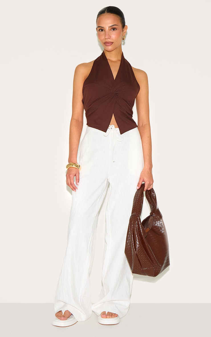 Petite Chocolate Halterneck Twist Detail Top image 3