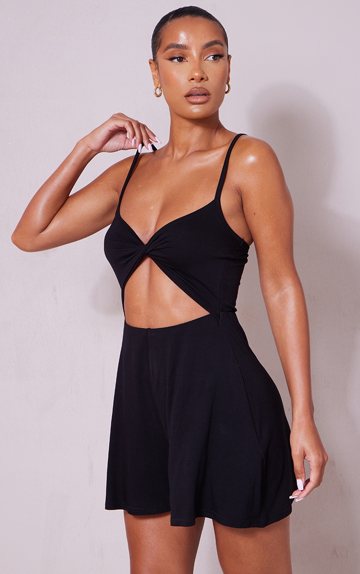 Black Twist Bust Strappy Playsuit image 1