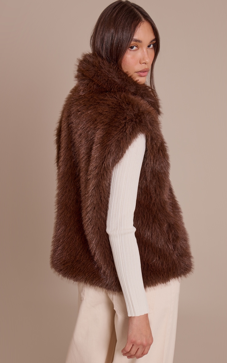 Chocolate Faux Fur Vest image 2