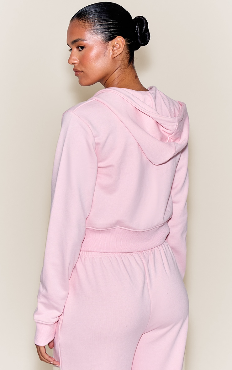 Pink PLT Unicorn Embroidered Crop Zip Hoodie image 2