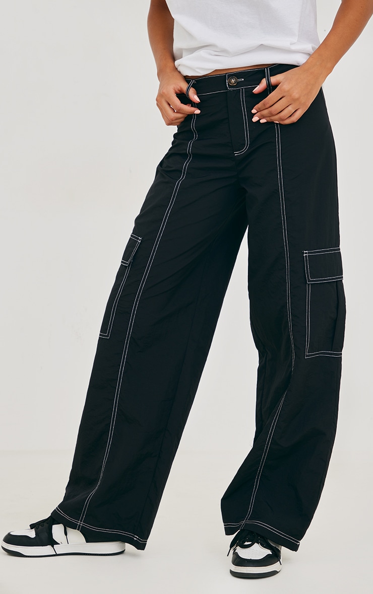 Black Parachute Contrast Seam Straight Leg Cargo's image 2