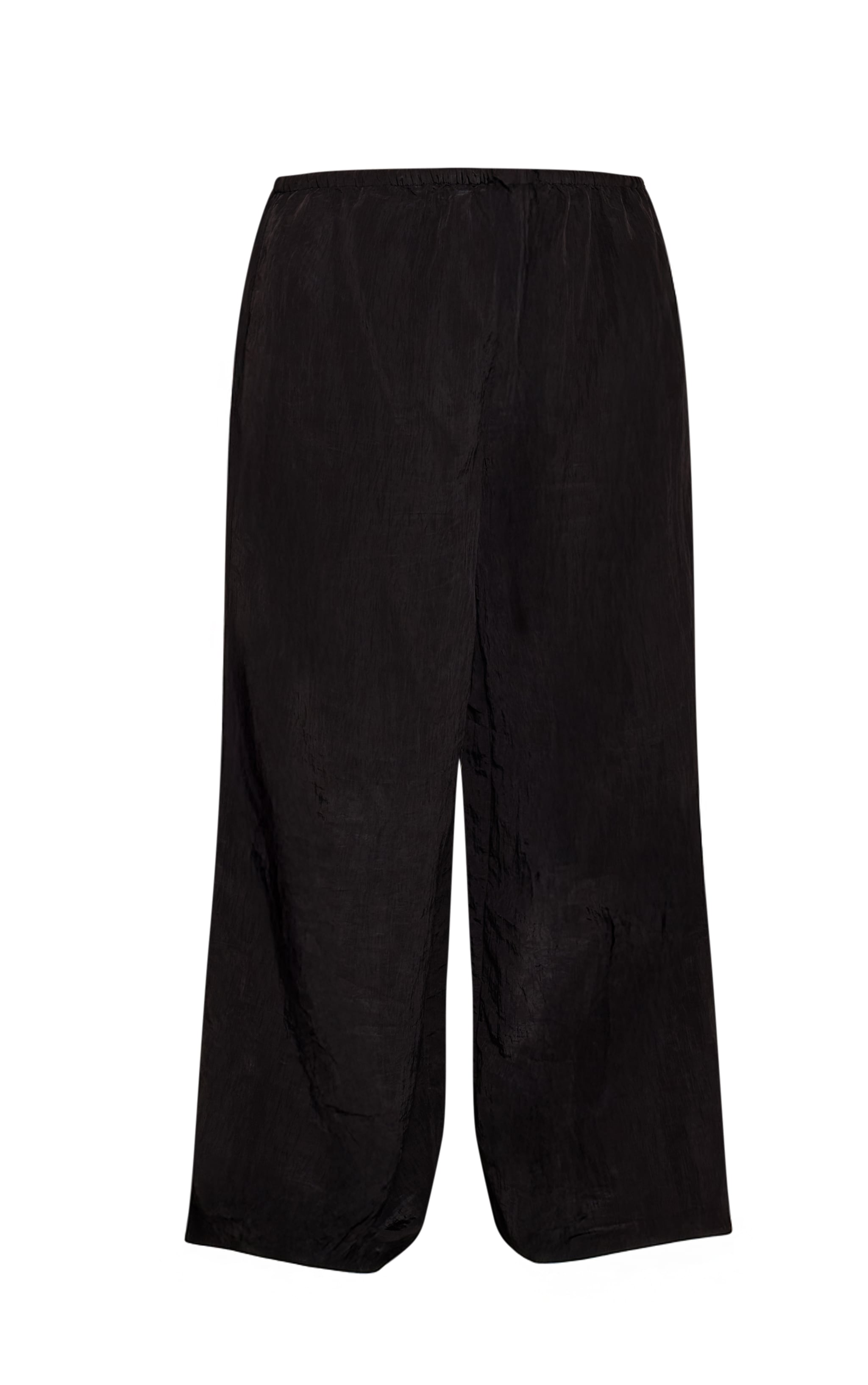 Plus Black Textured Satin Lace Trim Trousers image 5