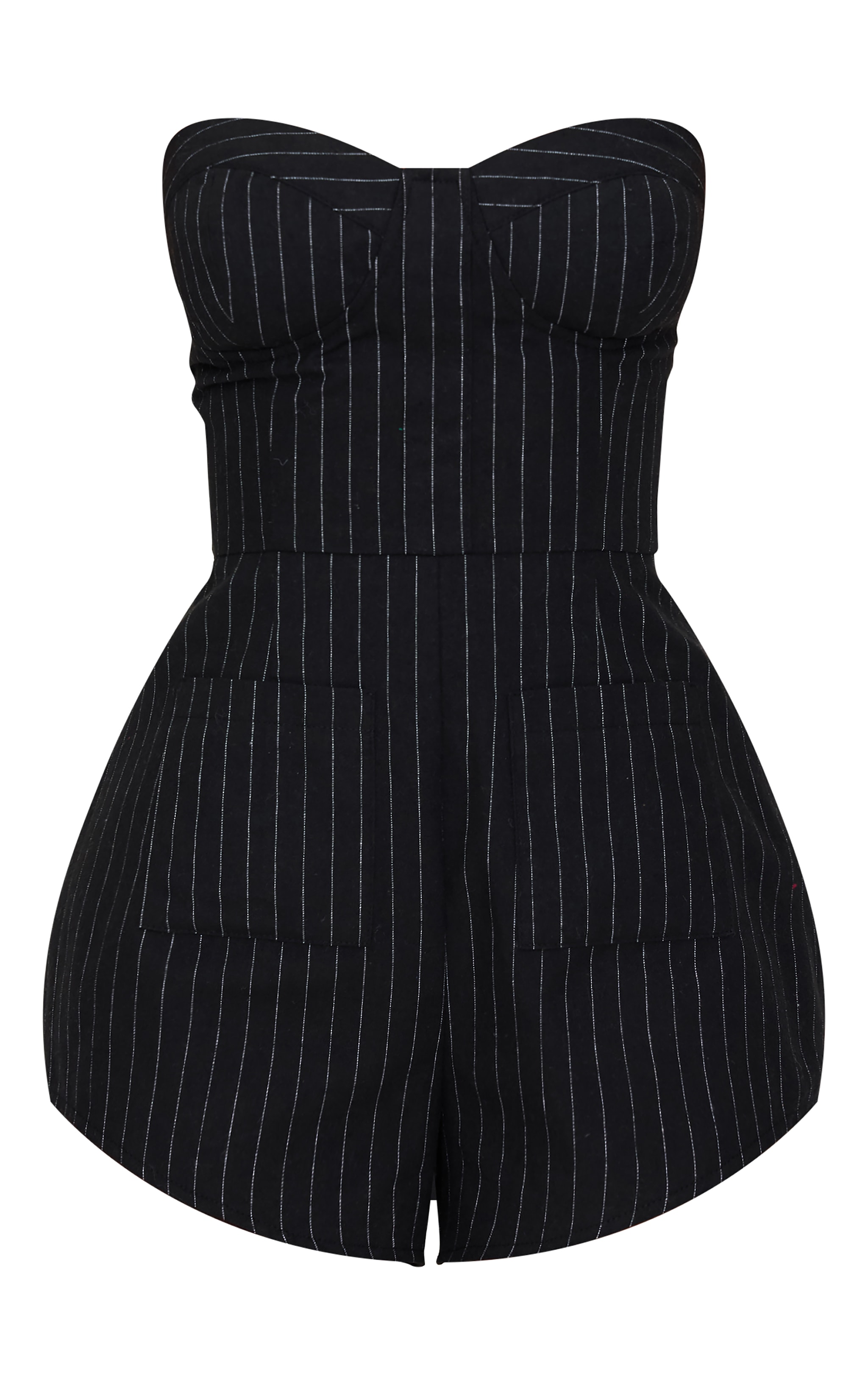 Petite Combishort bustier tissé noir à fines rayures image 5