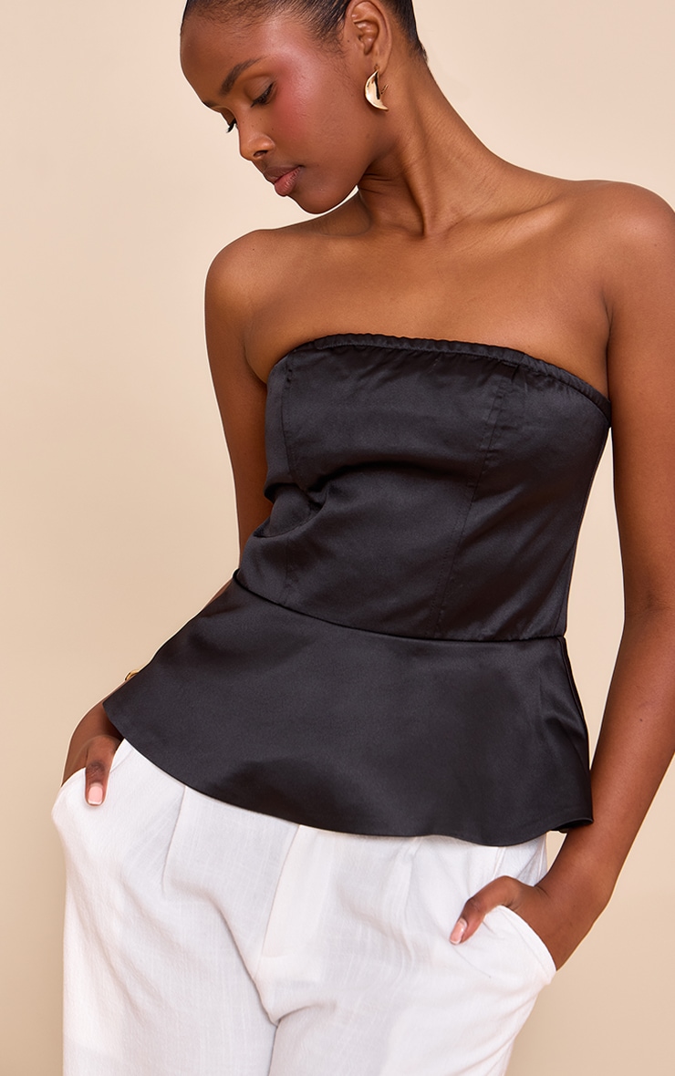 Black Satin Peplum Corset image 4