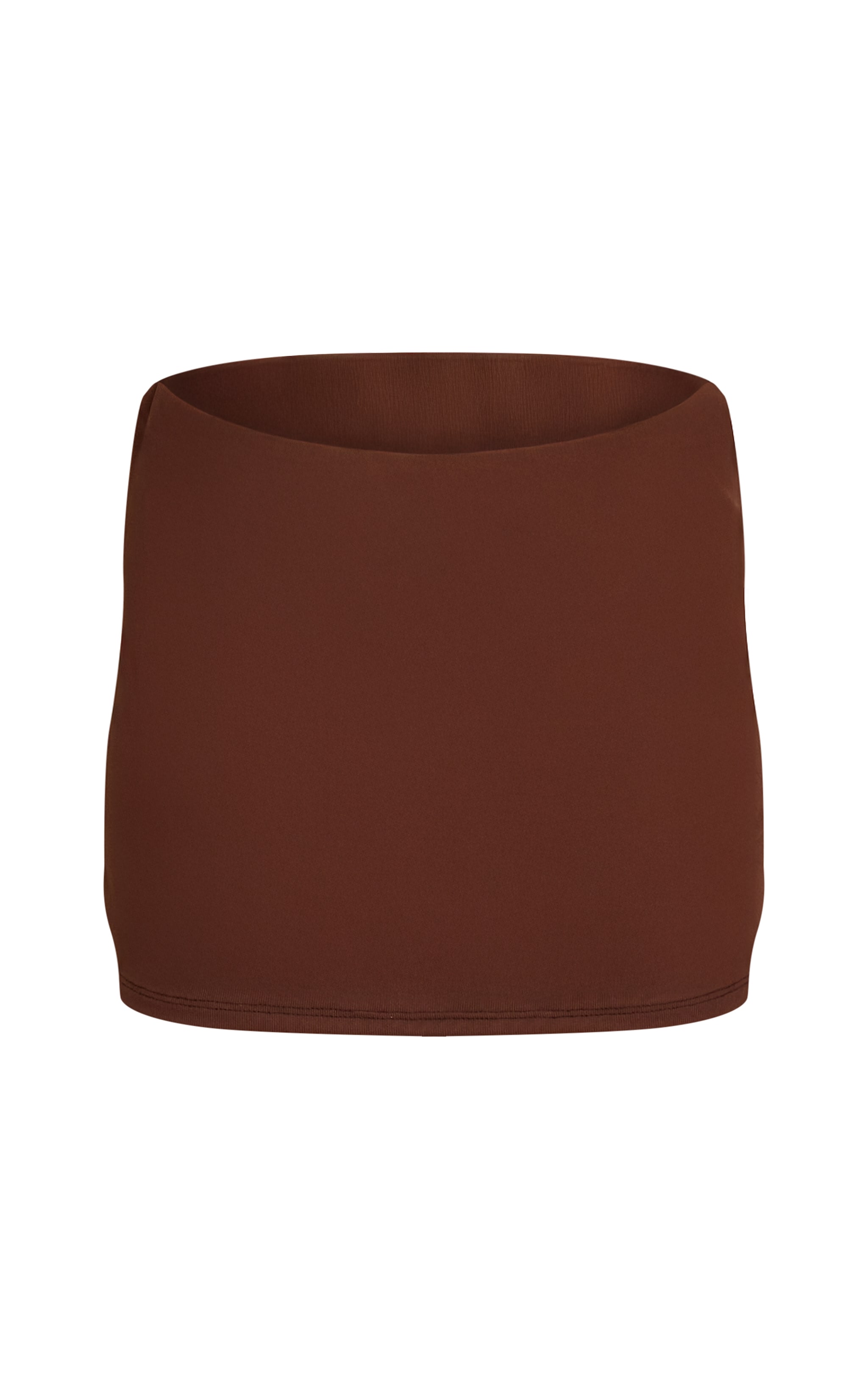 Chocolate Brushed Rib Elasticated Waist Mini Skirt image 6