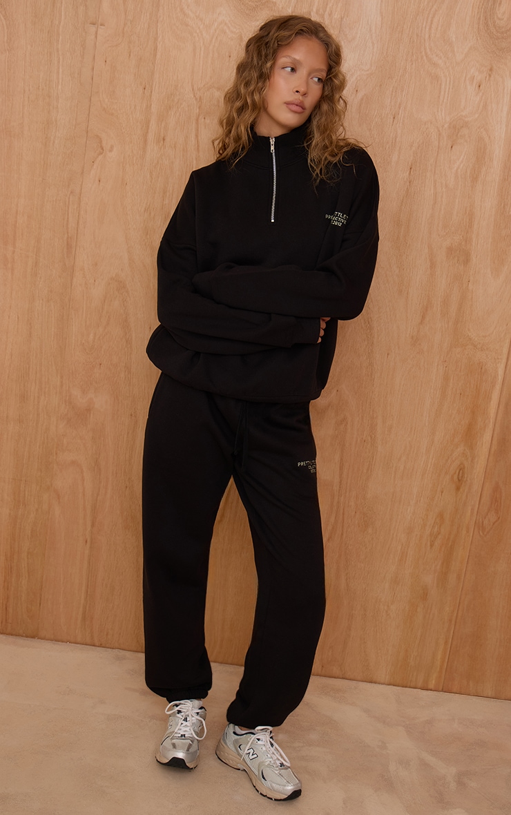 Black Prettylittlething Print Zip Front Hoodie image 3