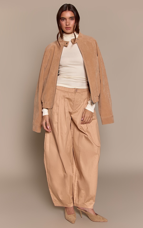 Stone Elasticated Waist Parachute Pants