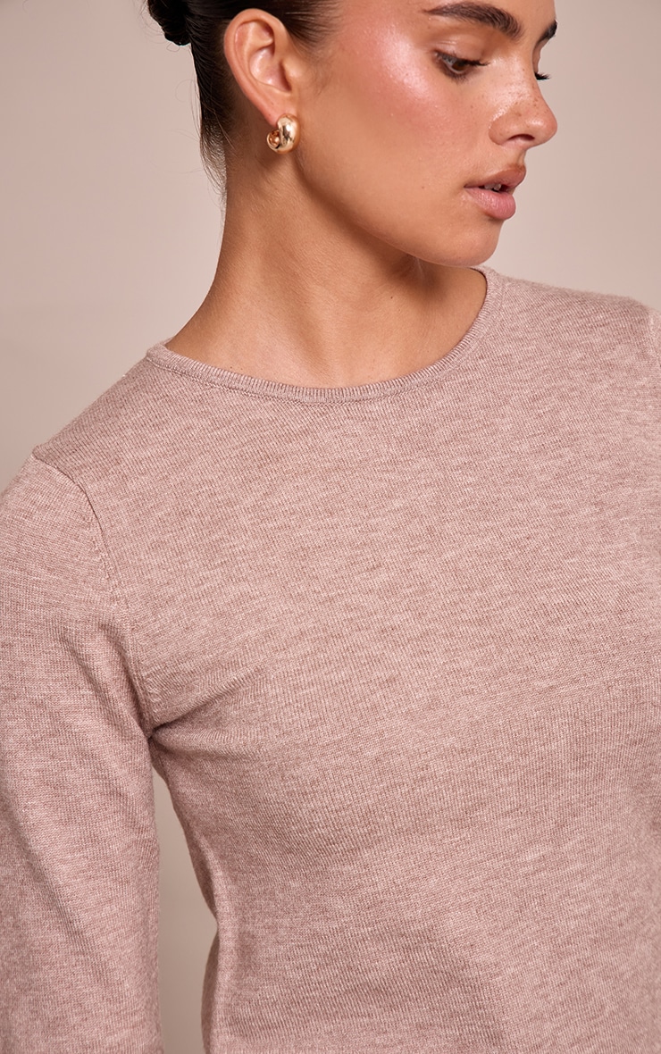 Taupe Long Sleeve Fine Knit Top image 4