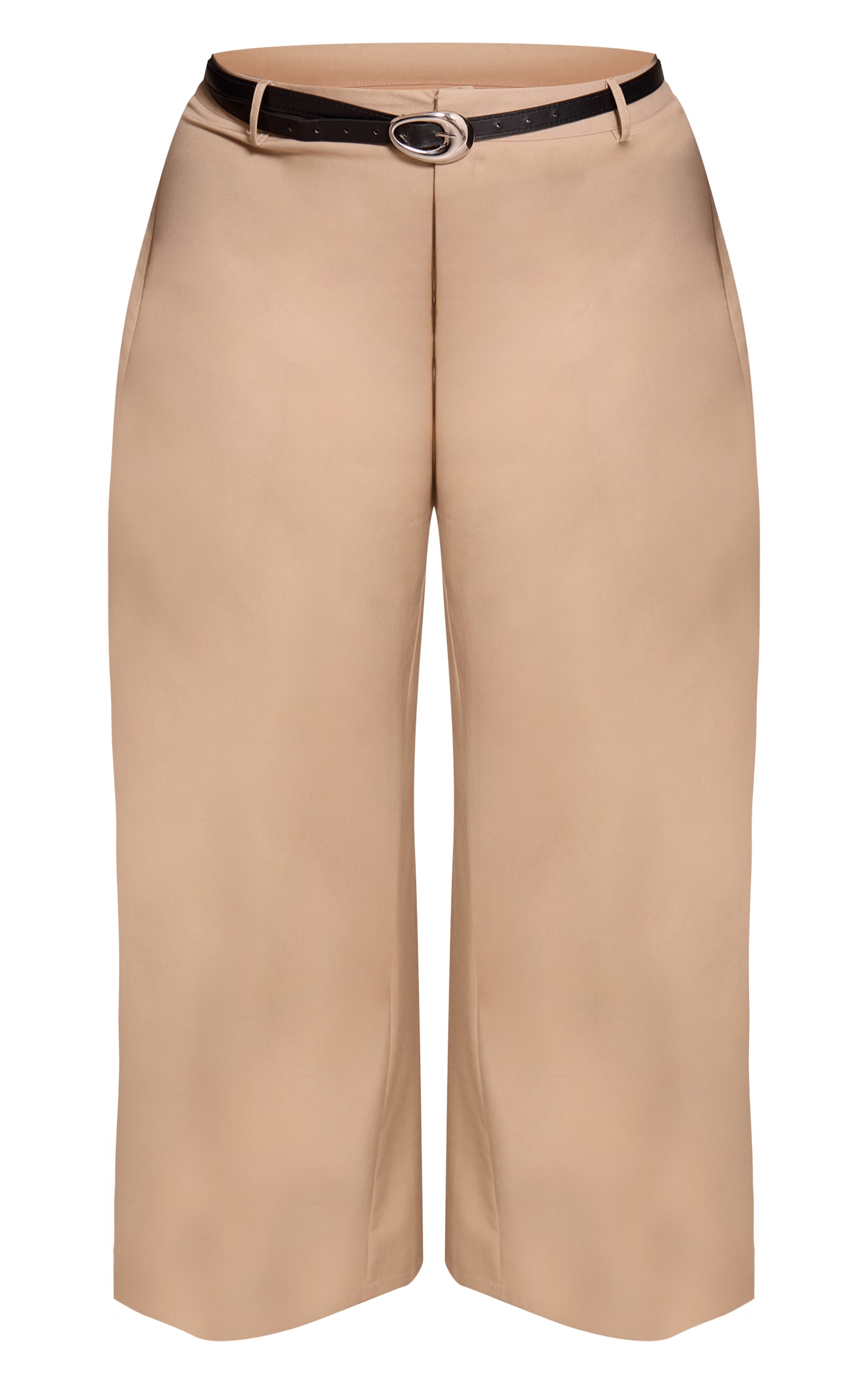 Plus Tan Belted Wide Leg Pants image 5