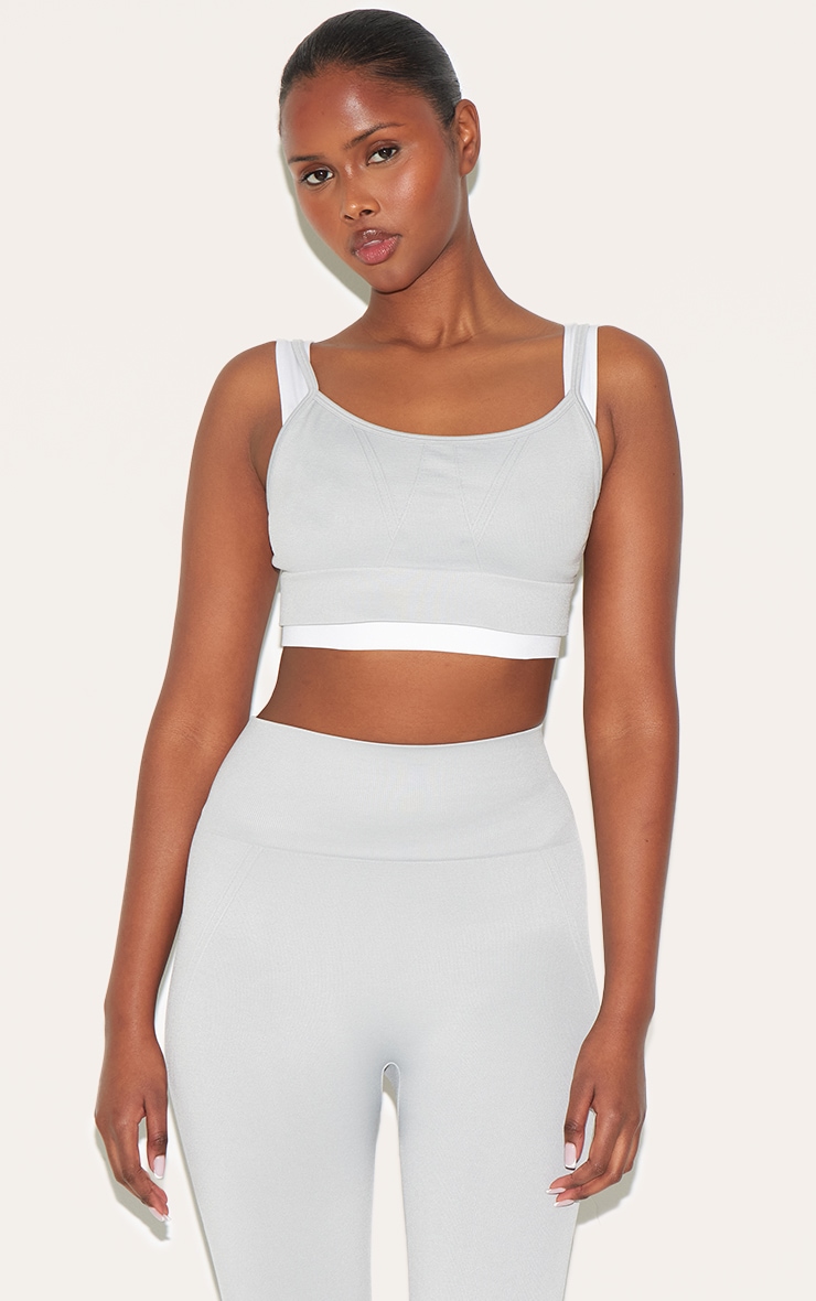 Light Grey Seamless Double Layered Sports Bra image 1