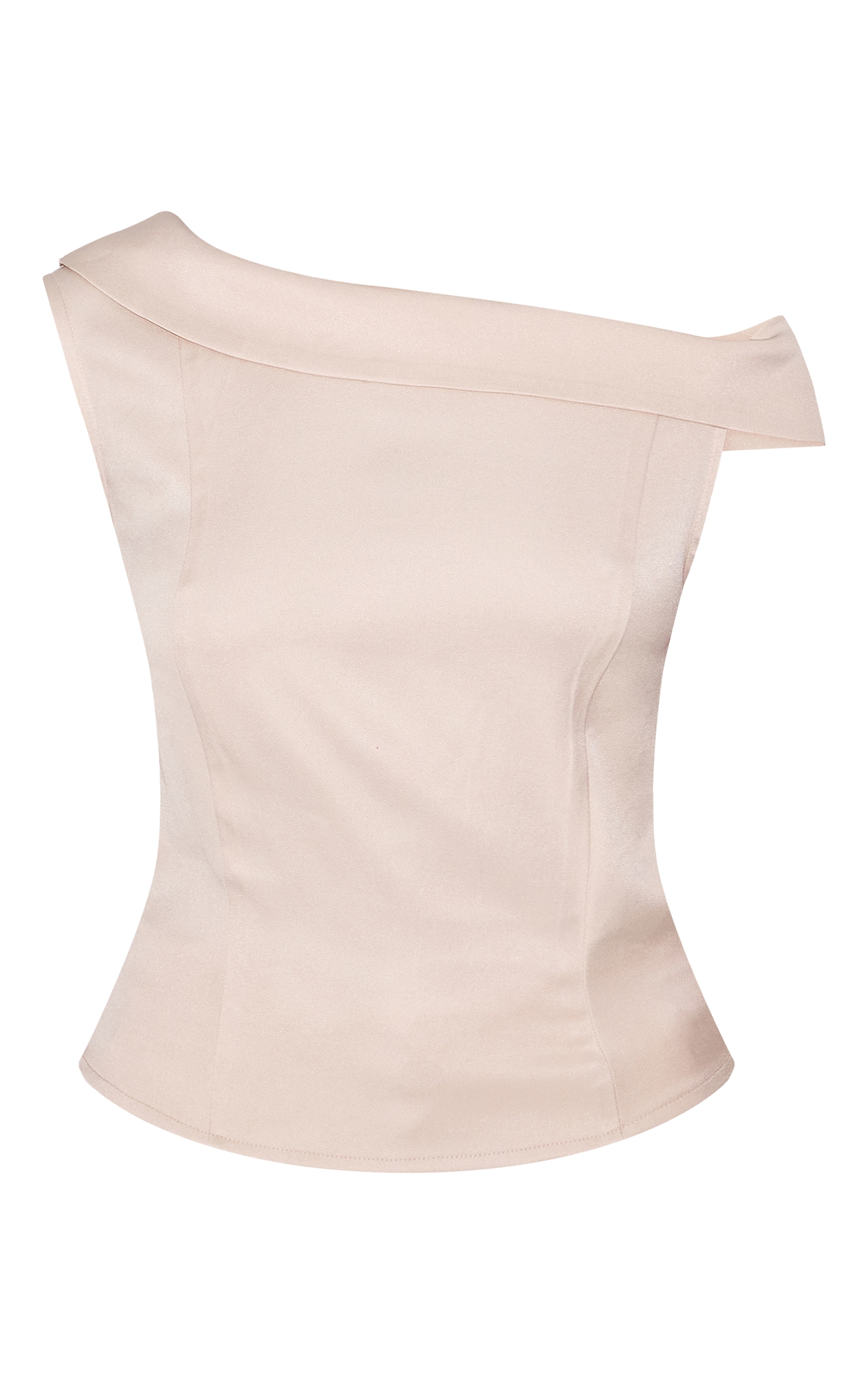 Ecru Asymmetric Fold Over Detail Top image 5